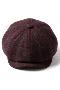 HT6363 - Șapcă vintage bărbătească din tweed Newsboy cu imprimeu Peaky Blinders - Maro/Vinușiu
