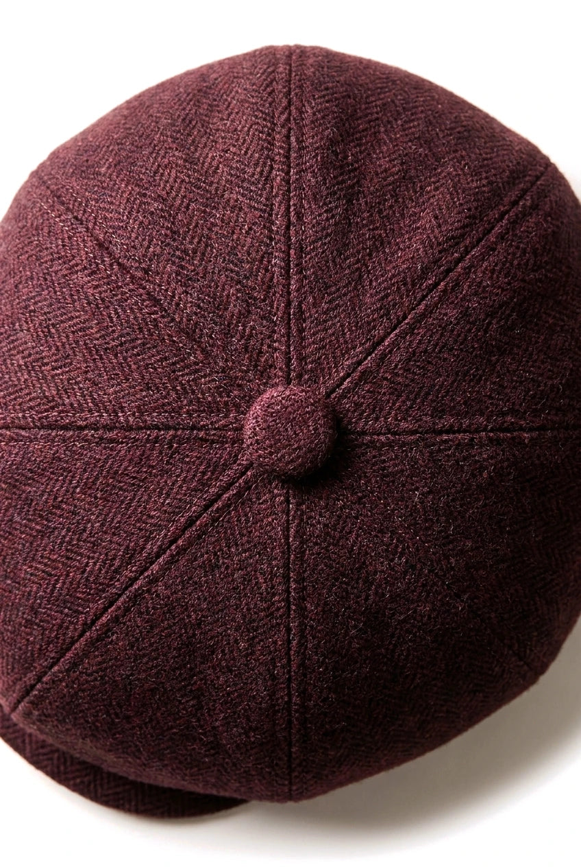 HT6363 - Șapcă vintage bărbătească din tweed Newsboy cu imprimeu Peaky Blinders - Maro/Vinușiu