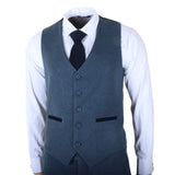 IM40 - Costum bărbătesc bleumarin din 3 piese, model herringbone, din tweed