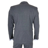 IM41 - Costum gri din 3 piese din tweed herringbone pentru bărbați