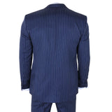 IM43 - Costum bărbătesc din 3 piese, bleumarin, stil Shelby, cu dungi subțiri