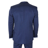 IM43 - Costum bărbătesc din 3 piese, bleumarin, stil Shelby, cu dungi subțiri