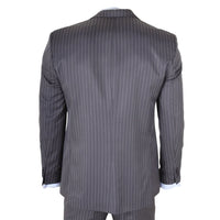 IM44 - Costum bărbătesc gri cu dungi subțiri, 3 piese, stil Shelby