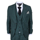 IM52 - Costum bărbătesc verde în carouri, 3 piese, croială croită