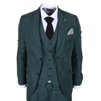 IM52 - Costum bărbătesc verde în carouri, 3 piese, croială croită