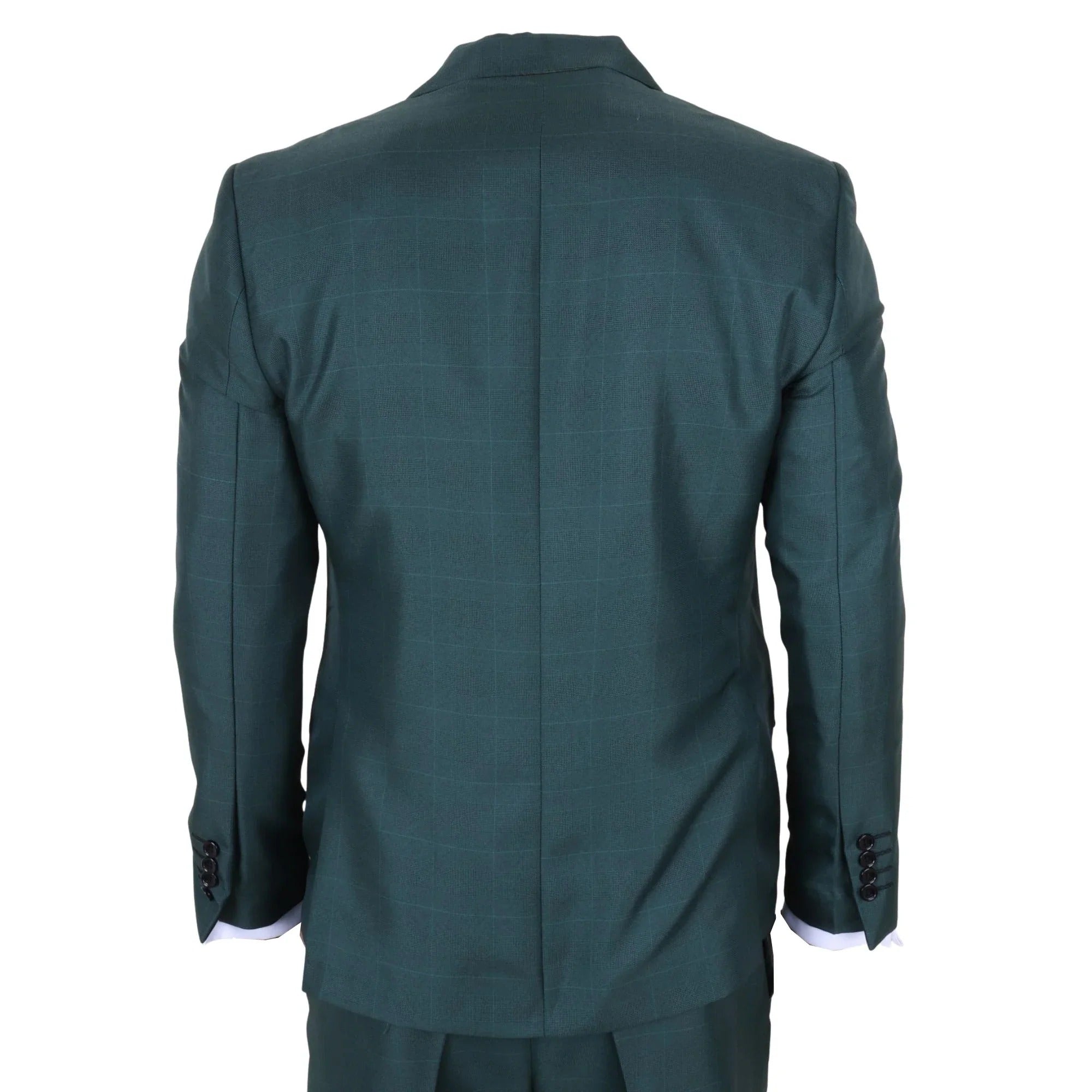 IM52 - Costum bărbătesc verde în carouri, 3 piese, croială croită