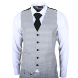 IM53 - Costum bărbătesc gri în carouri, 3 piese, croială croită