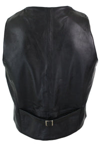 Infinity 153 Napa - Mens Real Leather Gilet Waistcoat Classic Vintage Retro Black