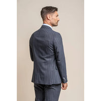 Invincible - Men's Navy Blue Pinstripe Blazer