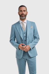 James - Costum texturat albastru deschis pentru bărbați, 3 piese