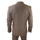 James Men's 3-Piece Plain Brown Suit with Classic Fit