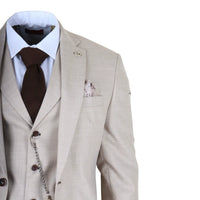 James - Costum bărbătesc din 3 piese, crem, croială croită