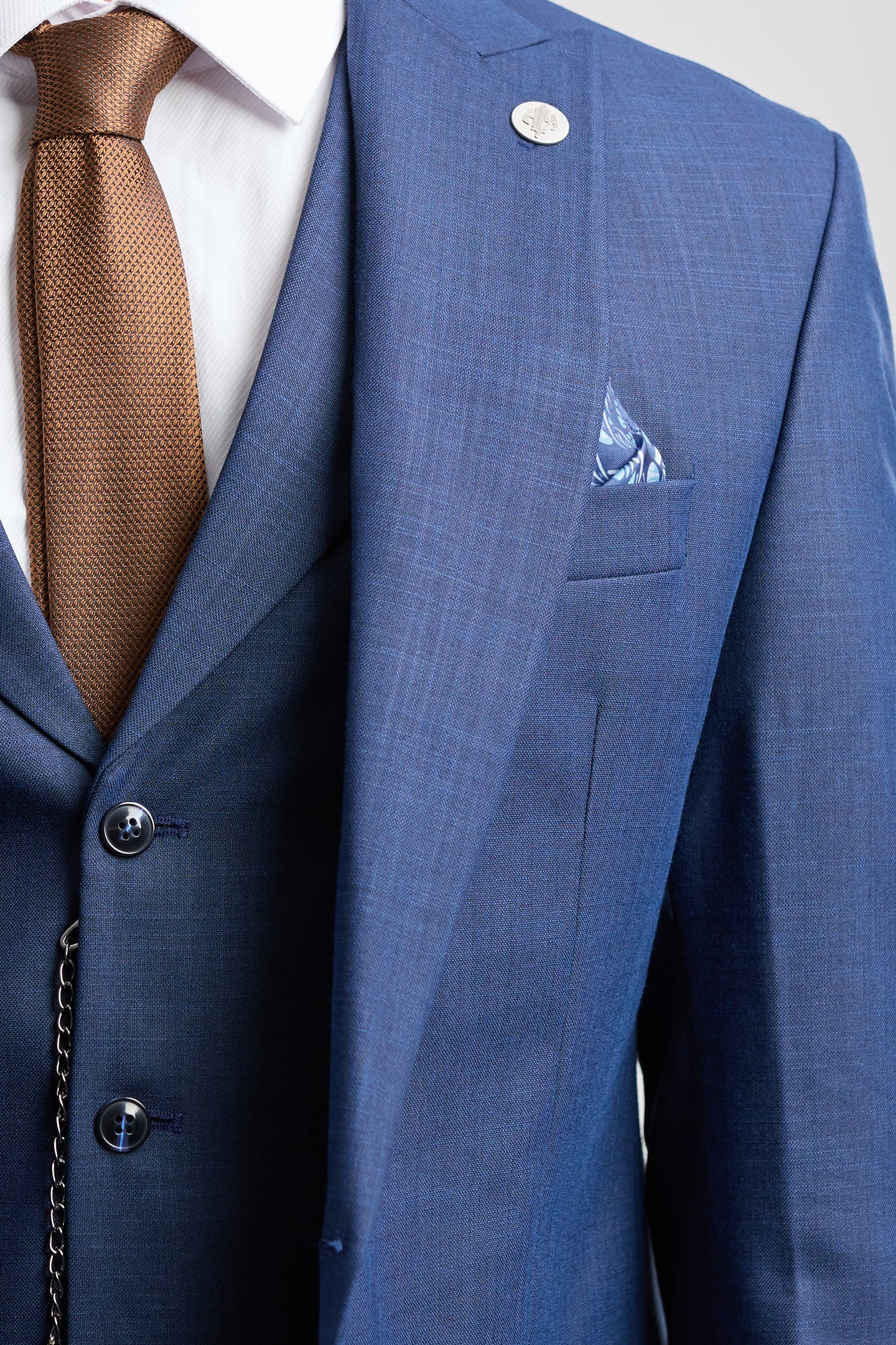 Costum James bărbătesc din 3 piese, bleumarin, croială croită