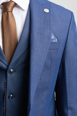 Costum James bărbătesc din 3 piese, bleumarin, croială croită