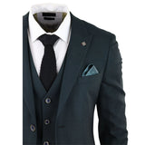 Jasper Men's Olive Green 3-Piece Suit with Prince of Wales Black Check
