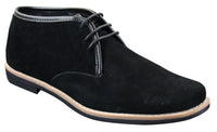 Elong K16 Mens Suede Low Ankle Chelsea Boots Laced Dessert Chukka Shoes Leather Inner Black