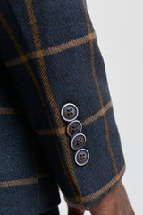 Costum bărbătesc din tweed cu model herringbone, 3 piese, lână, Peaky Blinders - Bleumarin