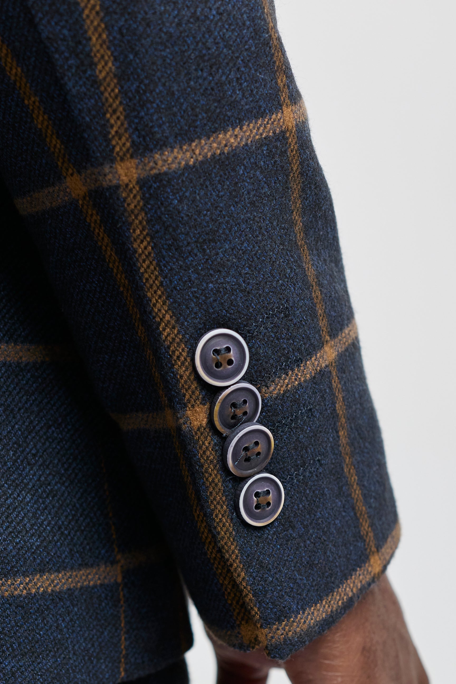 Costum bărbătesc din tweed cu model herringbone, 3 piese, lână, Peaky Blinders - Bleumarin