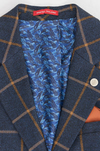 Costum bărbătesc din tweed cu model herringbone, 3 piese, lână, Peaky Blinders - Bleumarin