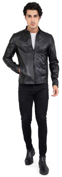 Lamb Premium Leather Black Biker Jacket for Men Tailored Fit - B207