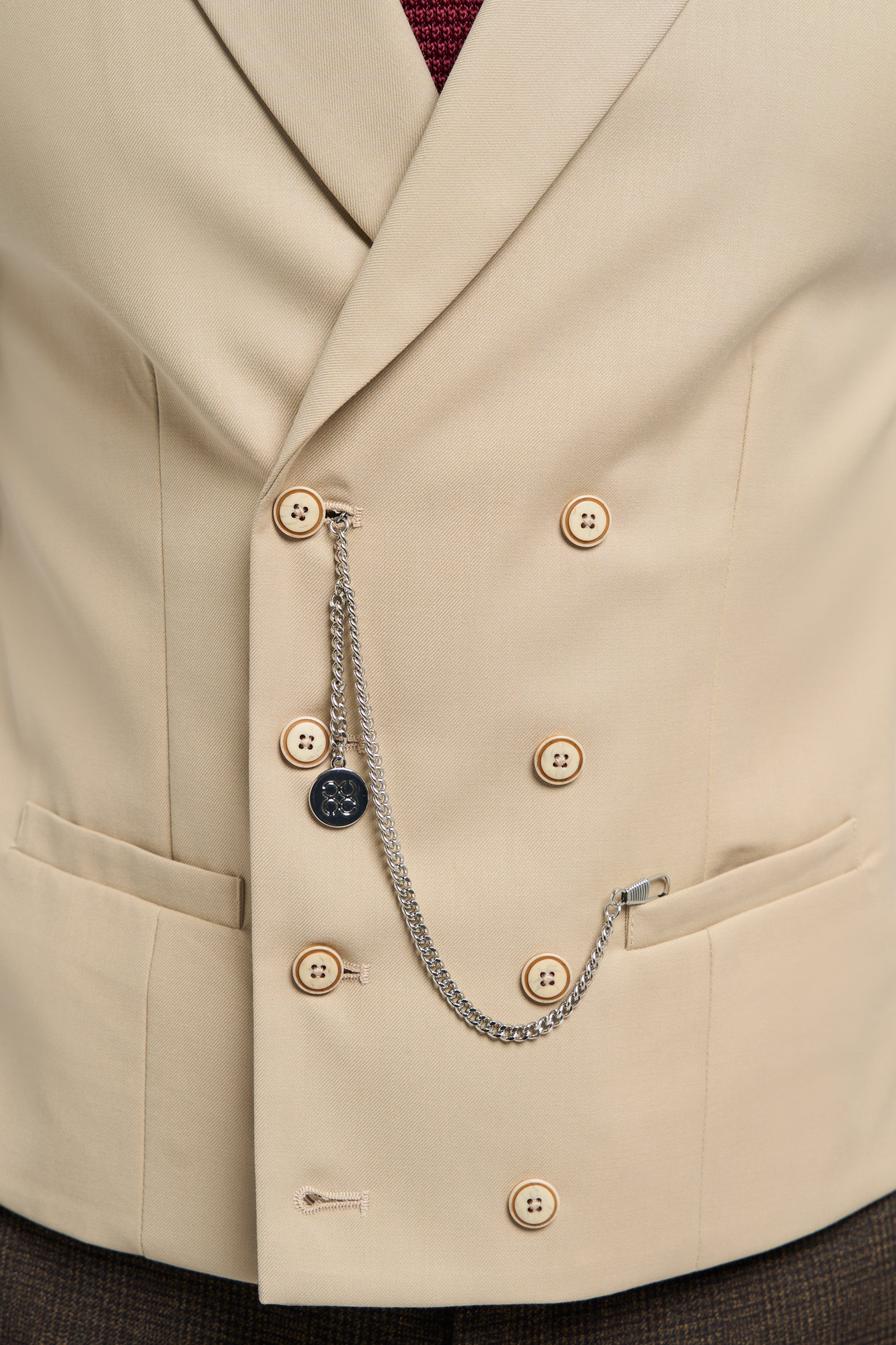 Vestă bărbătească cu două rânduri de nasturi și lanț - Cavani Lennox