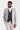 Costum bej Leo cu vestă Harris Tweed bleumarin