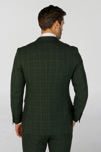 Leo - Men's Green 3 Piece Checked Tailored Fit Suit