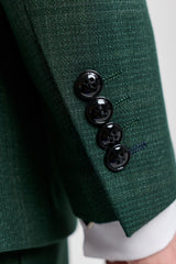 Leo - Costum bărbătesc verde din 3 piese, croială croită, în carouri