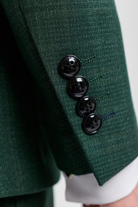 Leo - Costum bărbătesc verde din 3 piese, croială croită, în carouri