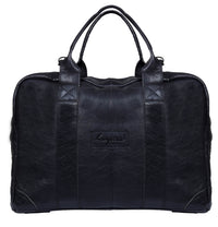 Real Leather Carry On Overnight Bag - Black