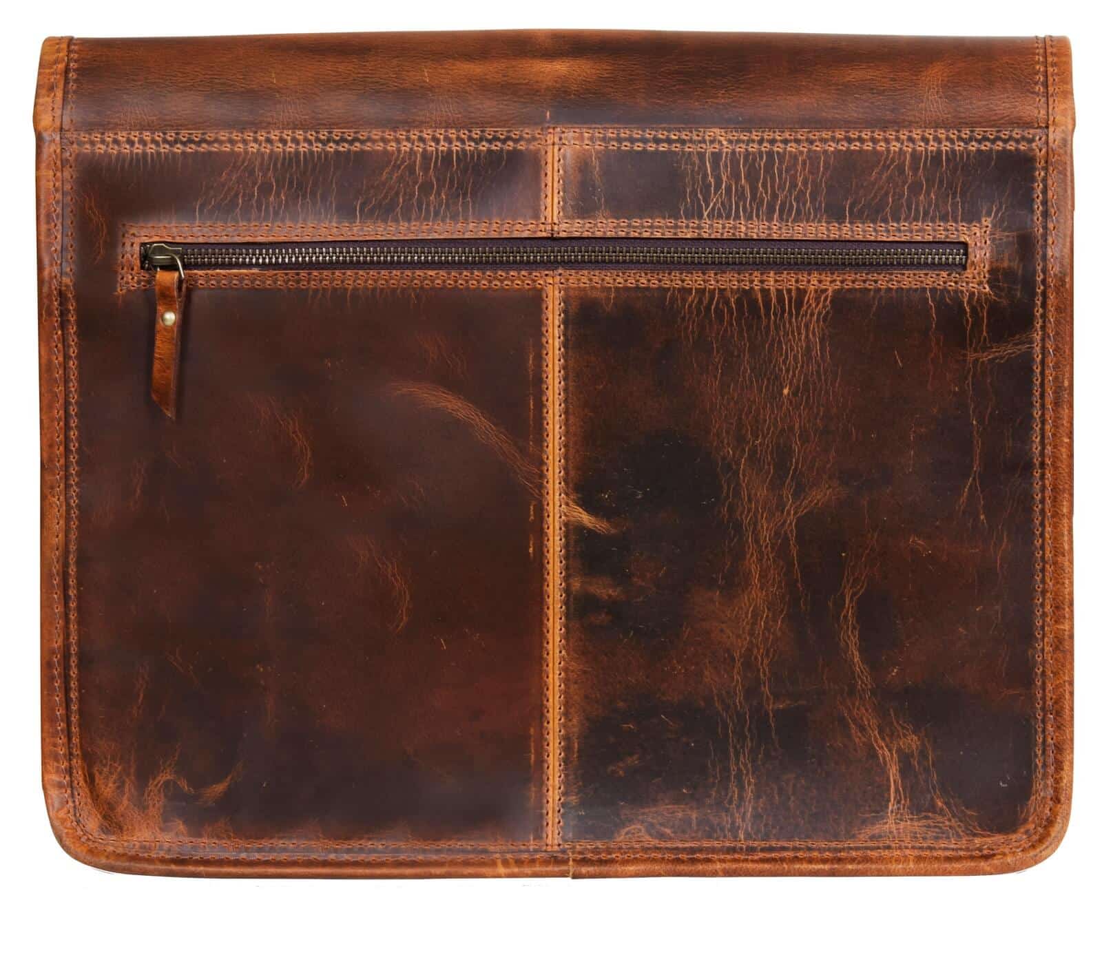 Genuine Leather Laptop Messenger Bag - Up-to 15" - Tan