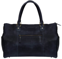Genuine Leather Vintage Carry On Travel Bag - Black