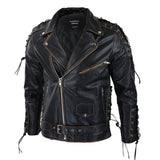 Men's Live To Ride Cow Hide Leather Jacket Original Cross Zip Brando Biker Motorcycle