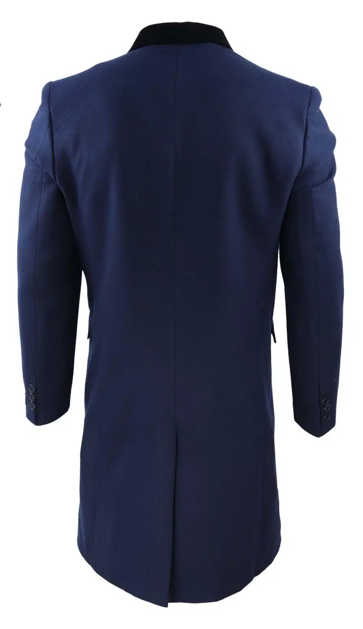 Mens 3/4 Long Double Breasted Navy Overcoat