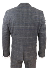 Marc Darcy Scott - Mens Grey with Blue Check 3 Piece Suit