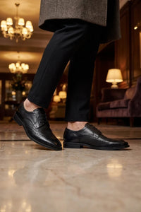 Lorenzo - Pantofi Oxford pentru bărbați, din piele brună, negri