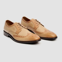 Lorenzo - Pantofi Oxford bărbătești din piele brună, culoarea fildeșului