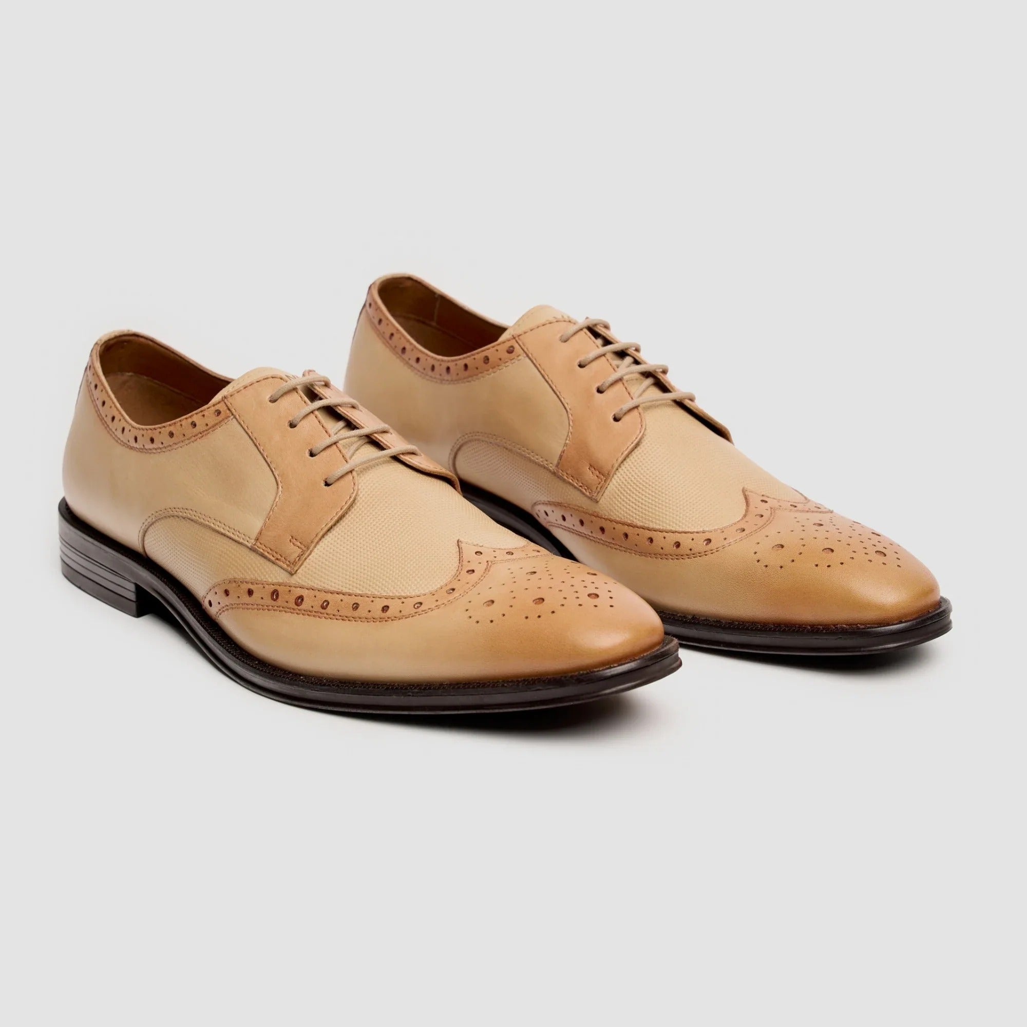 Lorenzo - Pantofi Oxford bărbătești din piele brună, culoarea fildeșului
