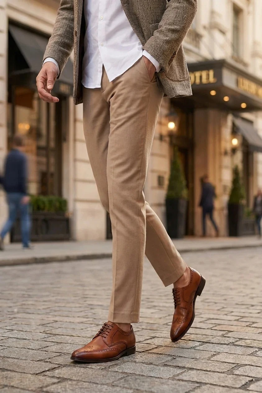 Lorenzo - Pantofi Oxford pentru bărbați, din piele lustruită, maro deschis