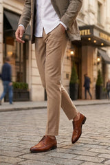 Lorenzo - Pantofi Oxford pentru bărbați, din piele lustruită, maro deschis
