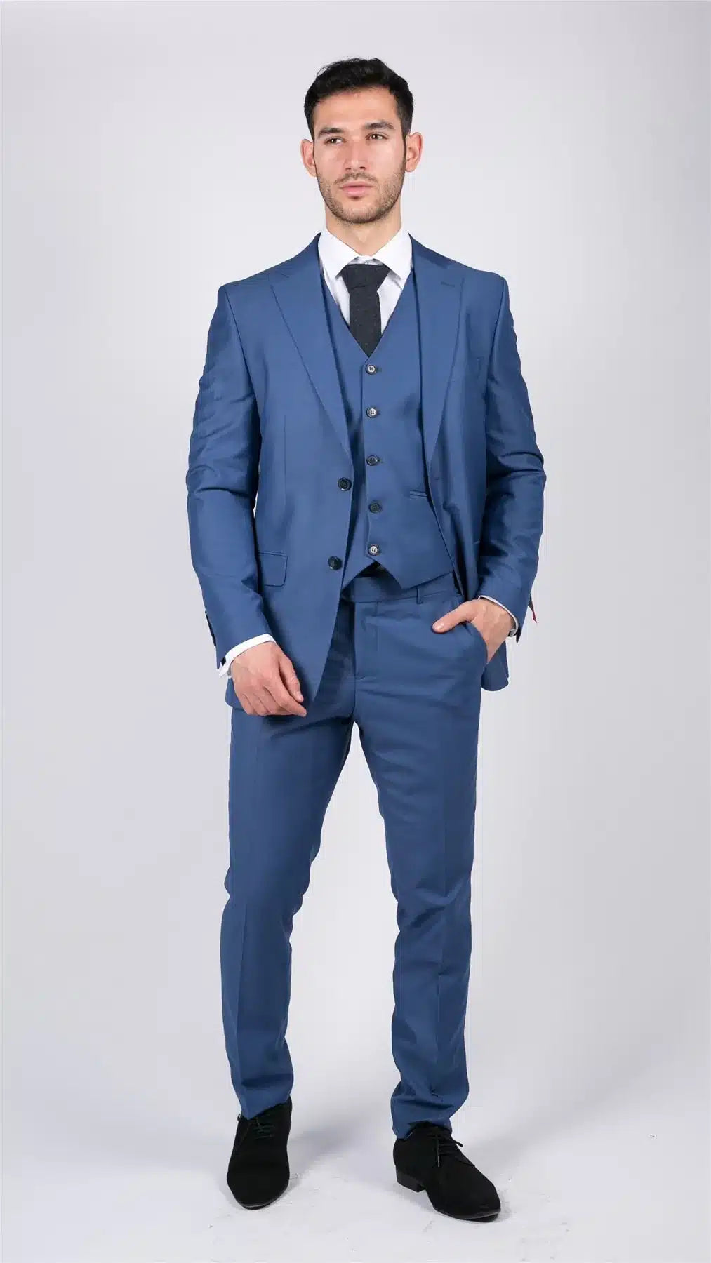 Mens Classic Light Blue 3 Piece Suit Slim Fit Vintage Retro Smart Formal Wedding