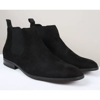 Men's Slip On Black Suede Leather Lined Chelsea Boots