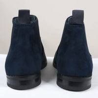 Men's Slip On Navy Suede Leather Lined Chelsea Boots
