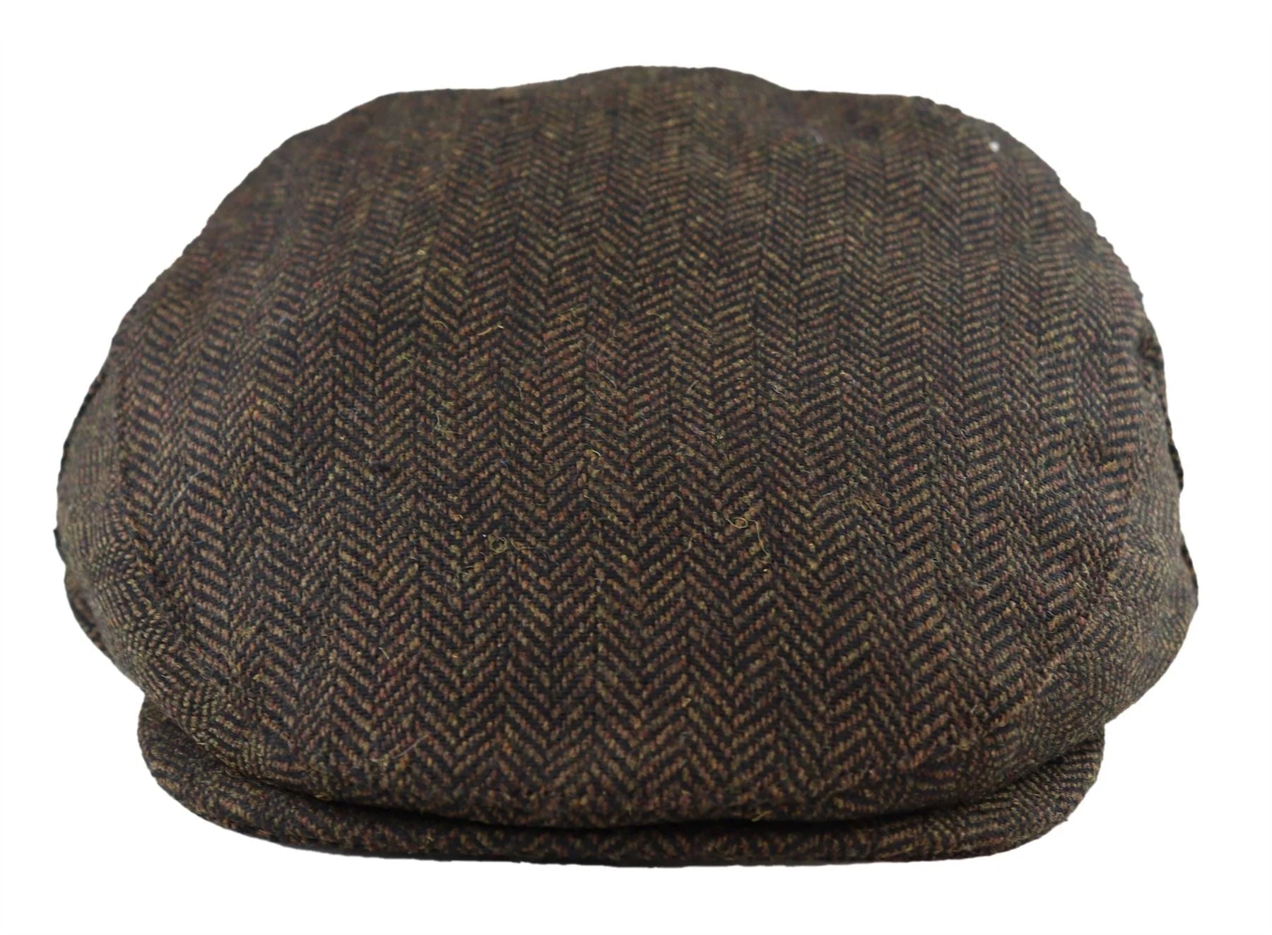 Men's Flat Cap Wool Herringbone Brown Tweed Classic 1920s Unisex Del Boy