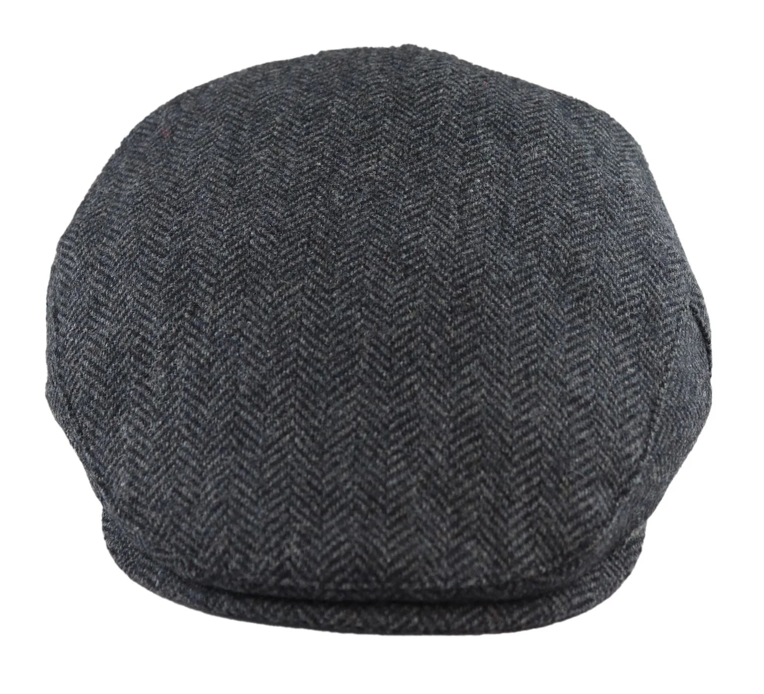Men's Flat Cap Wool Herringbone Charcoal Tweed Classic 1920s Unisex Del Boy