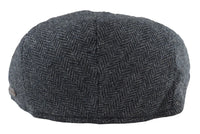 Men's Flat Cap Wool Herringbone Charcoal Tweed Classic 1920s Unisex Del Boy
