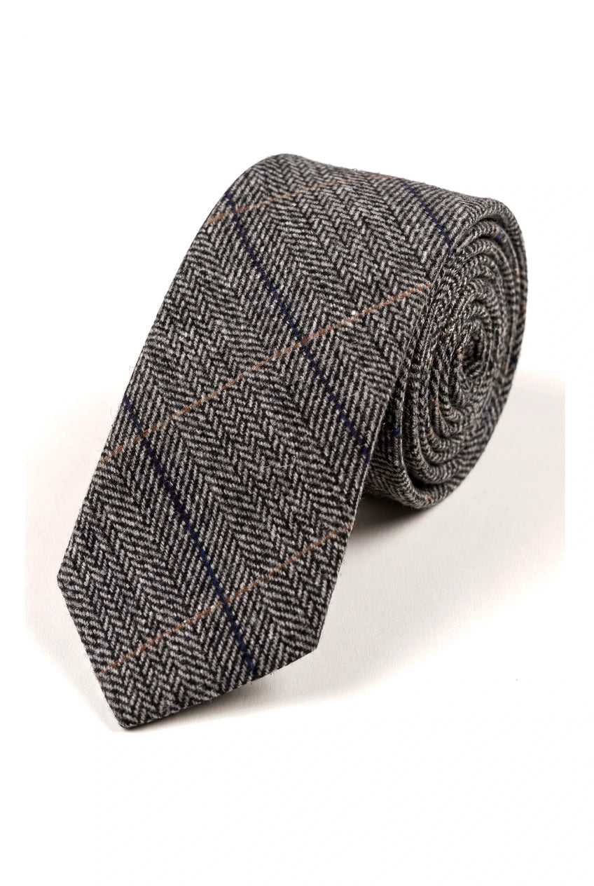Cravate Marc Darcy bărbătești din tweed cu model herringbone texturat, clasice, vintage, retro, DX7