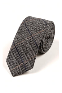 Cravate Marc Darcy bărbătești din tweed cu model herringbone texturat, clasice, vintage, retro, DX7