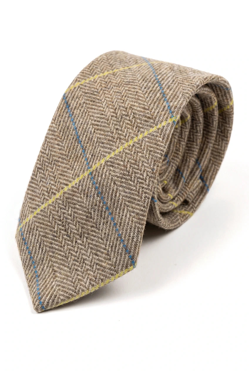 Cravate Marc Darcy bărbătești din tweed cu model herringbone texturat, clasice, vintage, retro, DX7