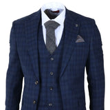 Marcos - Costum bărbătesc bleumarin în carouri, slim fit, 3 piese